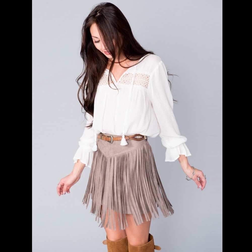 Show Me Your Mumu Fringe Skirt